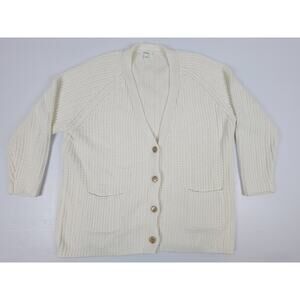 Haven Well Within Womens XL White Heavy Cable-Knit Cardigan Sweater Cottage‎
